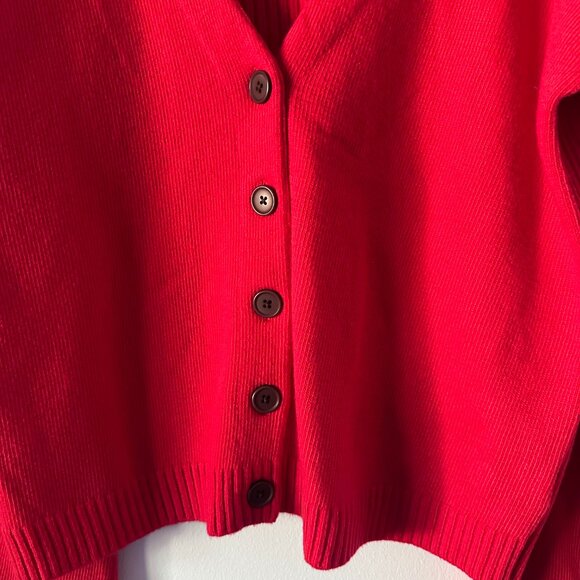 Anthropologie Moth Bell-Sleeved Red Cardigan - Picture 8 of 11